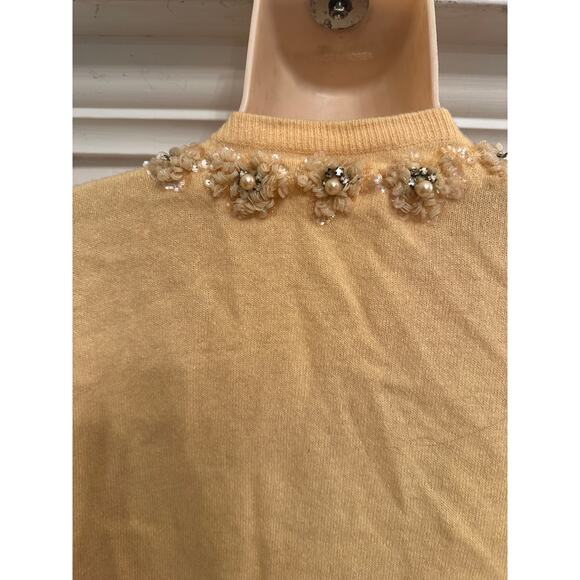 VINTAGE 50's 60's  BEADED CASHMERE CARDIGAN SWEATER - Picture 3 of 8